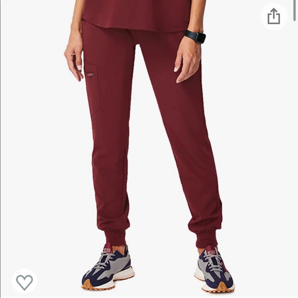 FIGS Zamora Jogger Style Scrub Pants - Maroon Small Petite